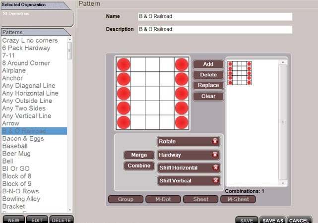 Bingo Game Pattern Screen