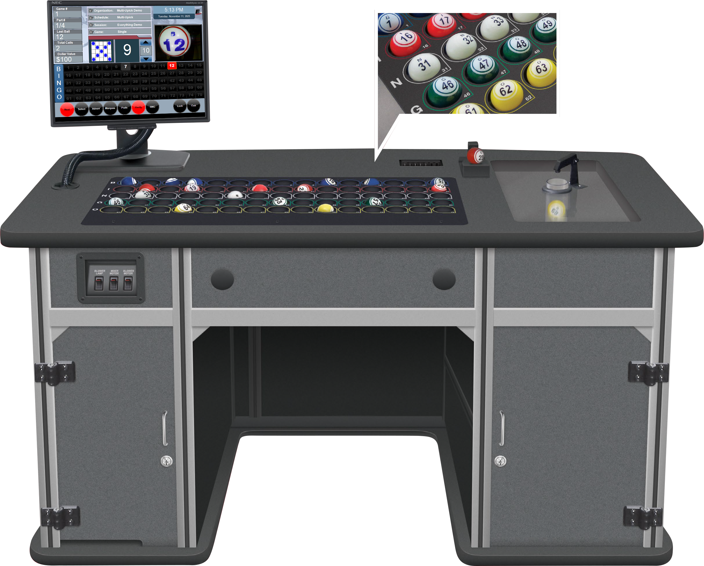 Statesman Premier Bingo Console with Color Code Ball Tray