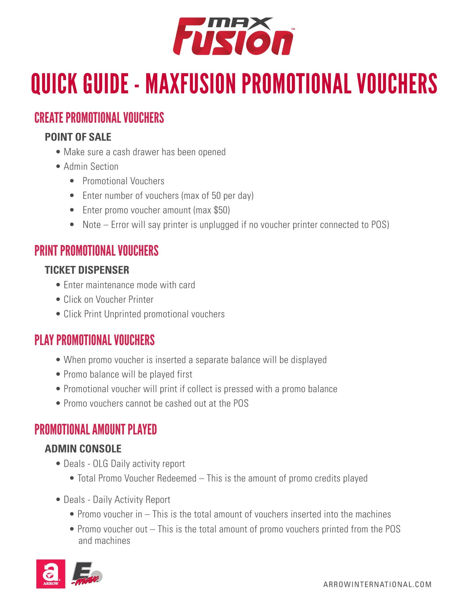 Maxfusion Promotional Vouchers Quick Guide  Equipment Manuals/Quick Start Guides